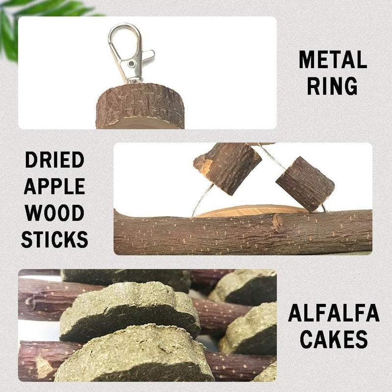 kathson Rabbit Bunny Chew Toys for Teeth, Natural Apple Wood Guinea Pigs Hanging Treats Chinchilla Treats Sticks for Rabbit Hamsters Bunny Chinchilla Squirrels and Gerbils - Image 2